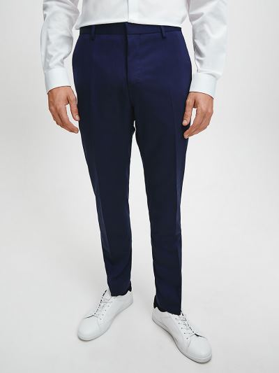 Calvin Klein Ruhák HU667628 | Calvin Klein Slim Wool Stretch Férfi Öltöny Nadrág Kék